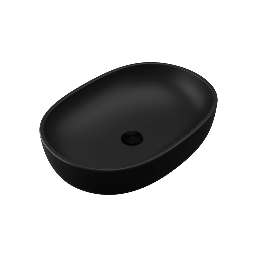 Lavabo da appoggio ovale 60x43x15 cm Nero opaco