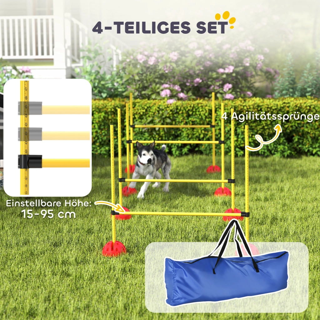 Set Agility per Cani 4 Pezzi ¨C Xylo ¨C con 4 Ostacoli e Borsa per Trasporto, Giallo