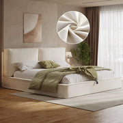 Letto matrimoniale imbottito 180x200 cm con contenitore idraulico; velluto beige; rete inclusa