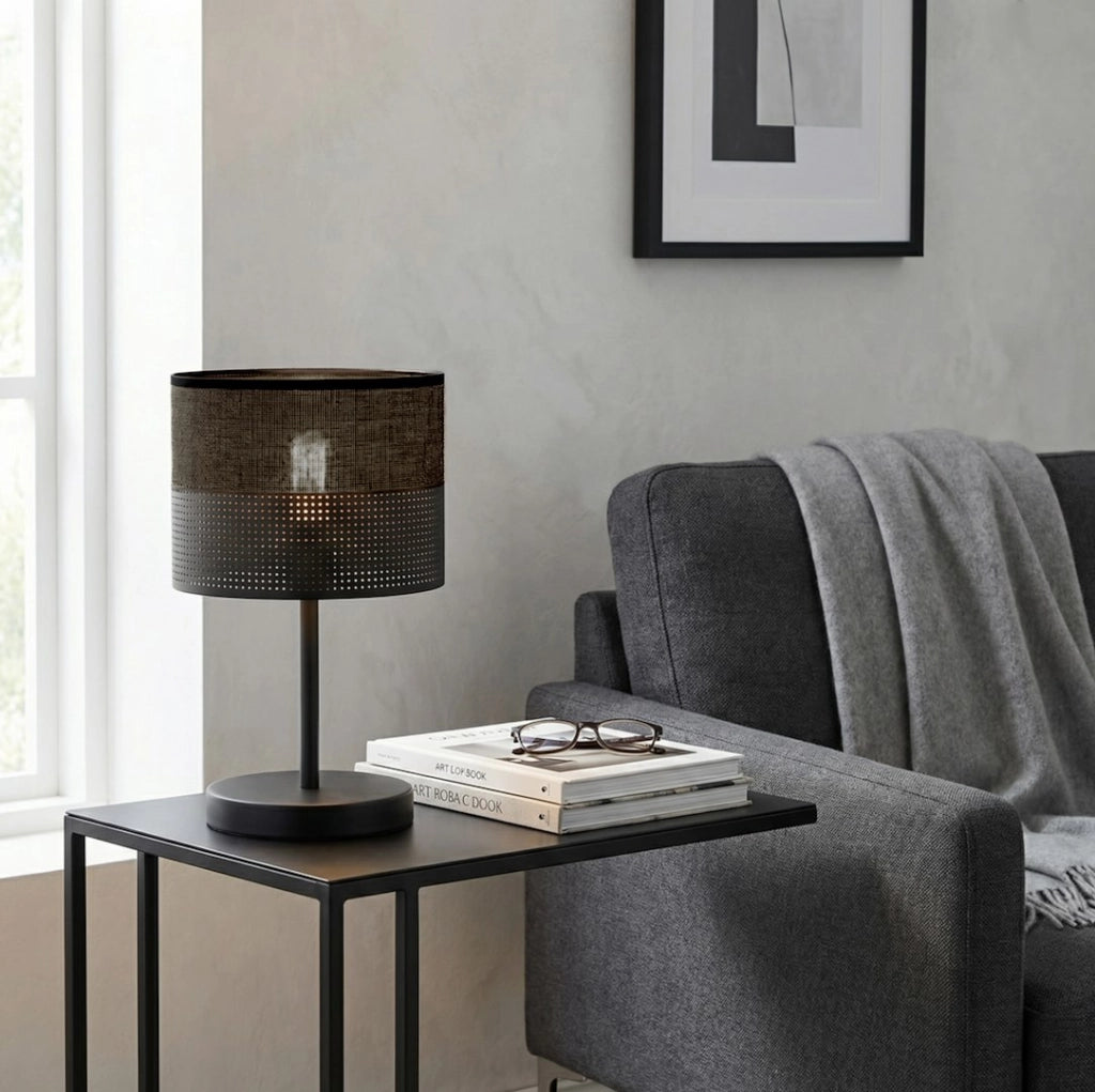 Lampada da tavolo KARBON nera in metallo 1xE27 Emibig