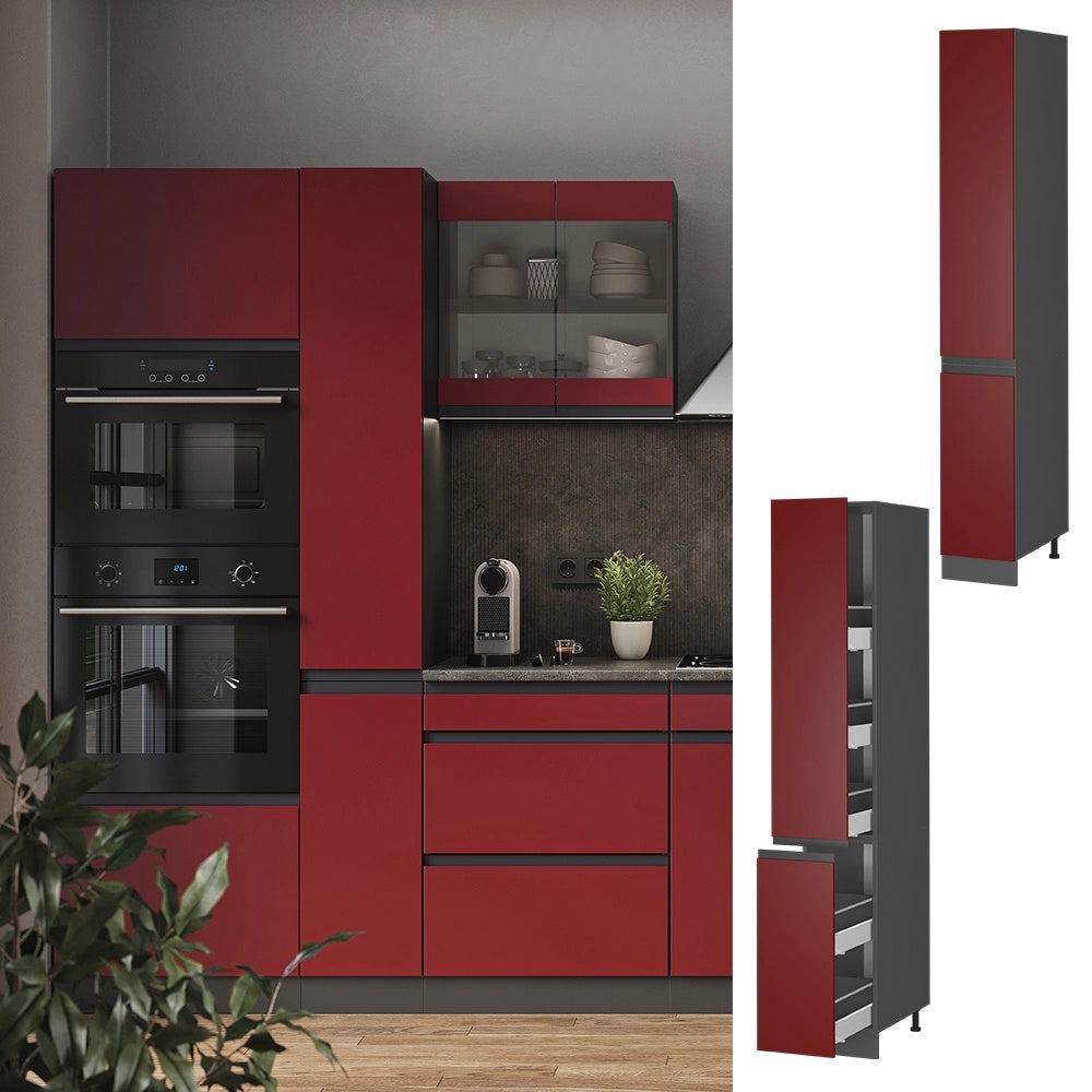 Armadio da farmacia R-Line Rosso/Antracite 30 cm Forma a J Vicco