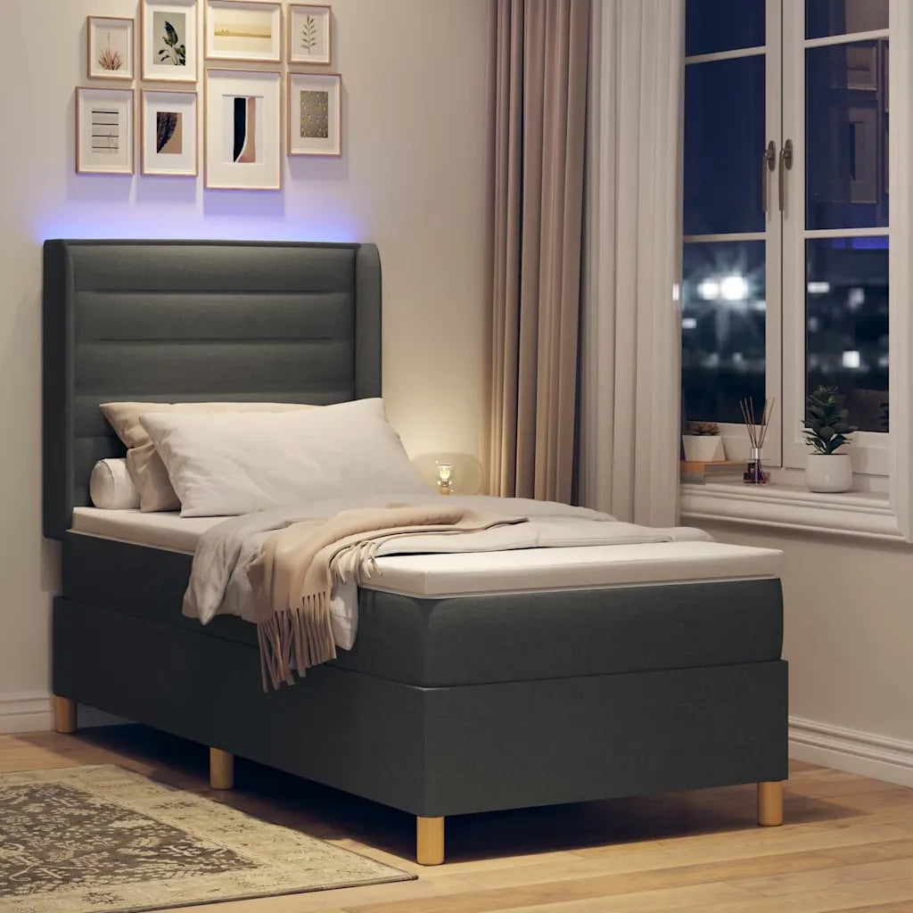 Letto a molle con materasso Grigio 100 x 200 cm Tessuto