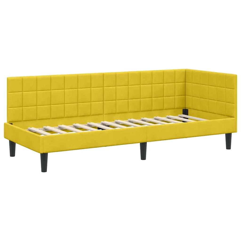 Cornice del letto ad angolo Giallo 80 cm x 200 cm Velluto 42016414