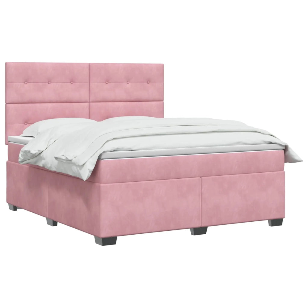 Letto box spring con materasso Rosa 140 x 200 cm Velluto 3455125