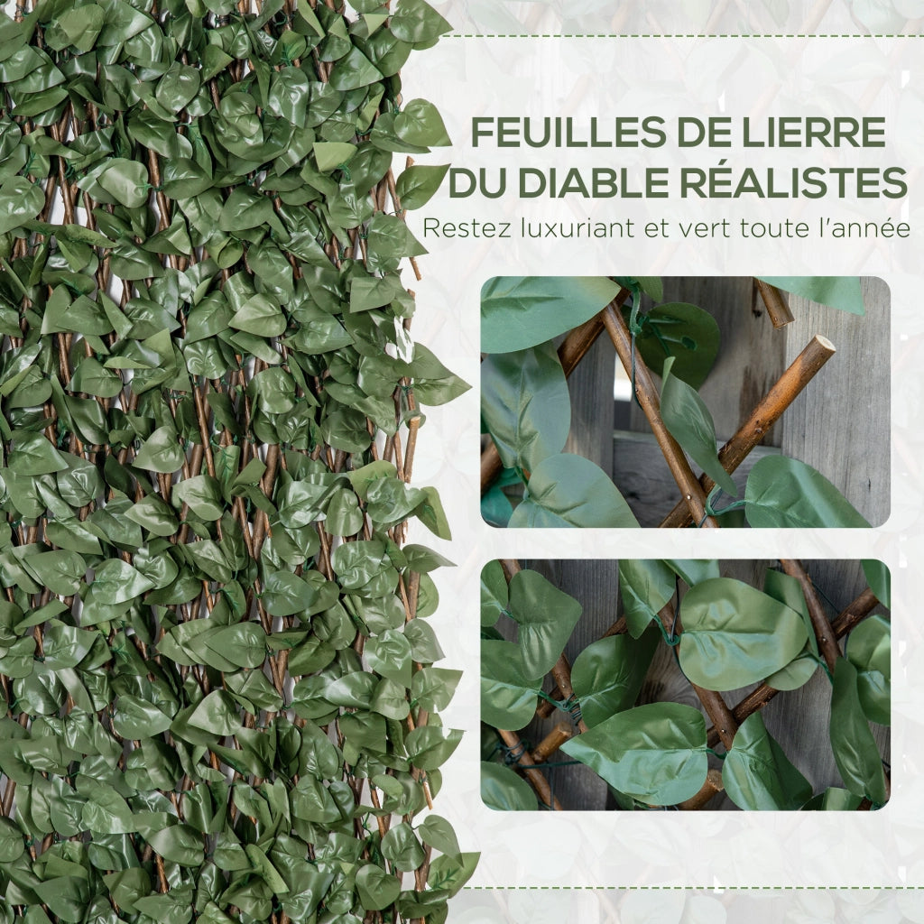 Set 4 Siepi Artificiali Edera Estendibile ¨C Zephmum ¨C Verde 200x100 cm