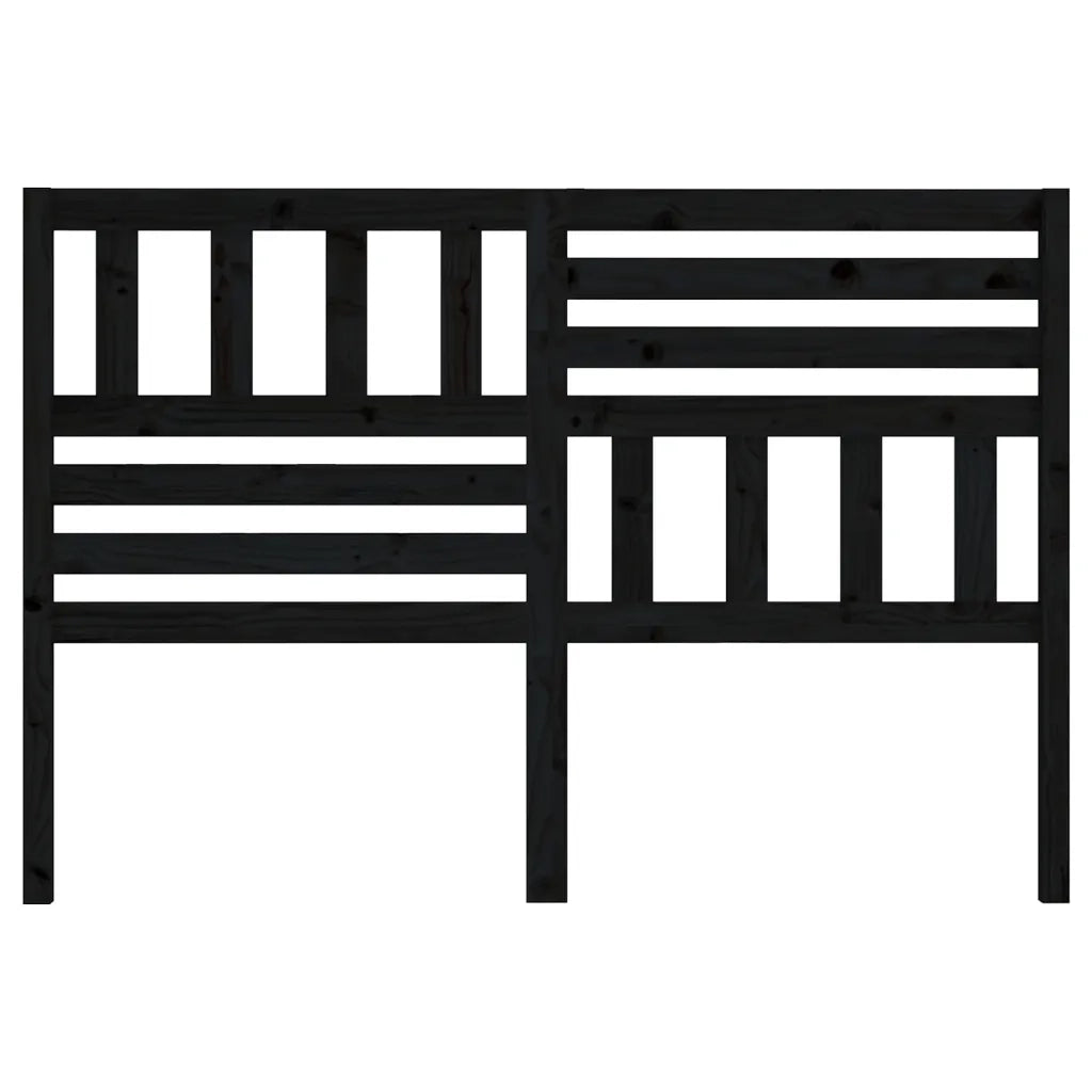 Testiera per Letto Nera 126x4x100 cm in Legno Massello di Pino 814138