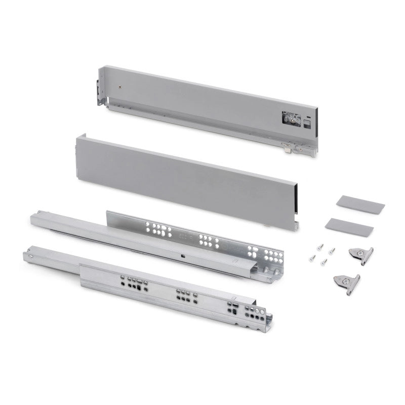 Cassetto esterno Vertex con regolazione 3D altezza 93mm, 40kg, profondità 500mm, Acciaio, Grigio antracite
