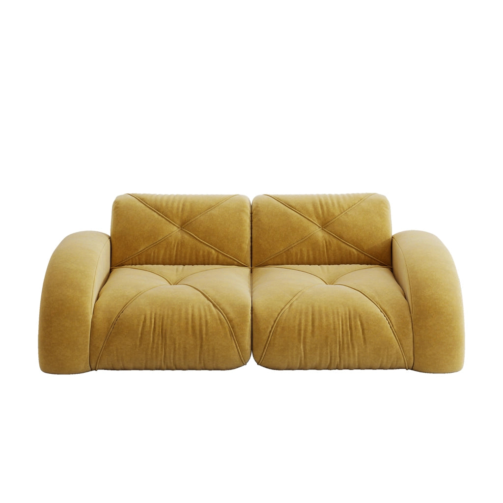 Divano modulare con cuscini a molle - Zephmum- Design ergonomico, struttura modulare, non assemblabile, giallo