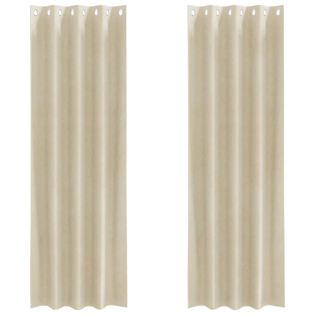 Tende Oscuranti | Tende Blackout 2 pz Crema 140 x 225 cm Velluto