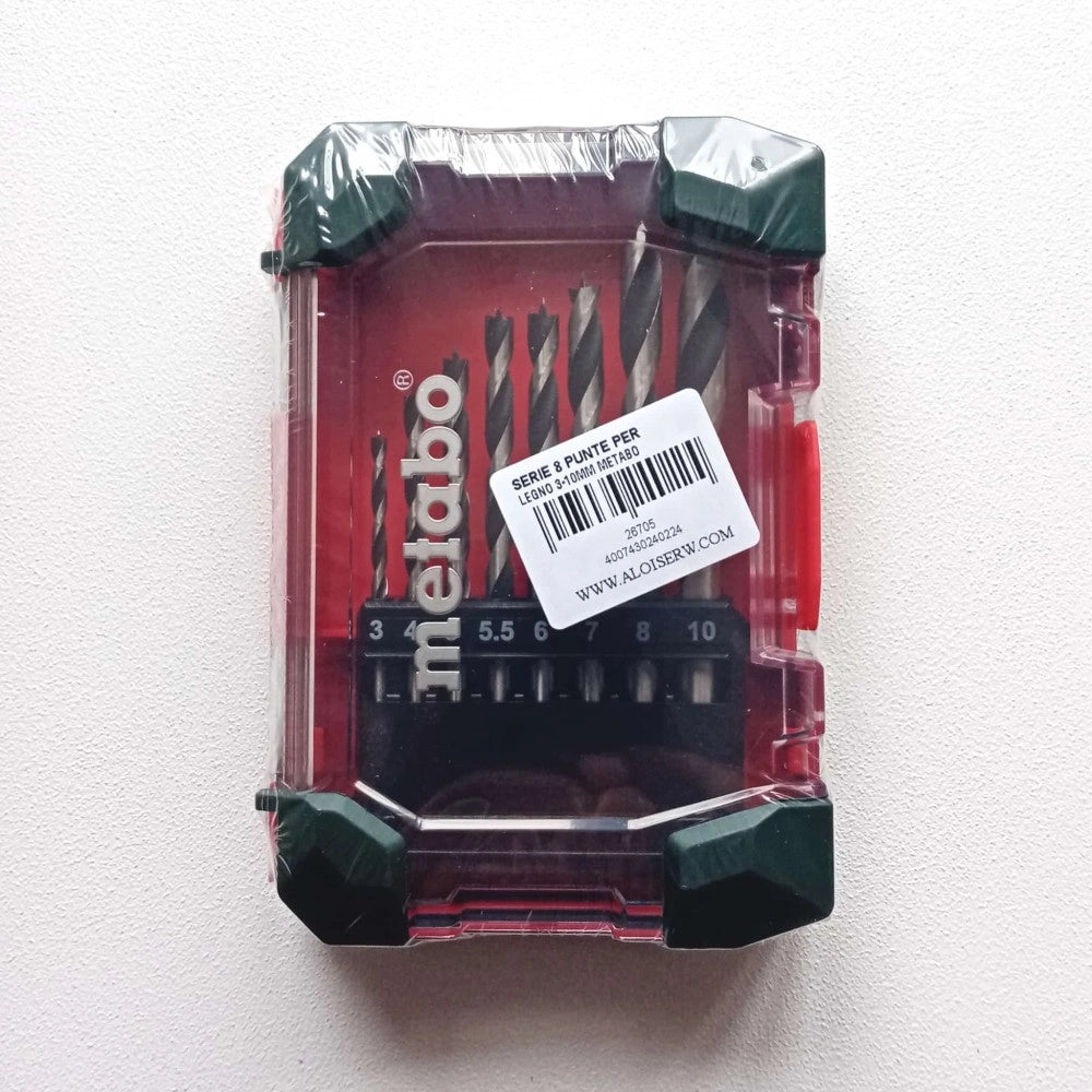 Metabo set 8 punte per legno a 2 taglienti attacco normale