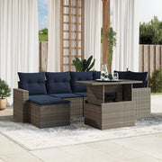 Set Divani da Giardino 7 pz con Cuscini Grigio in Polyrattan 3267421