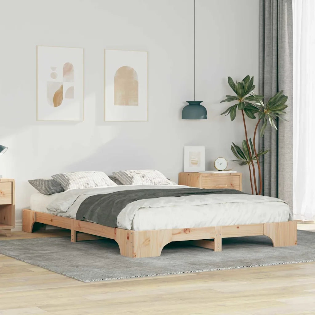 Struttura del letto-Giroletto Marrone 140 x 210 cm Pino massello 593493