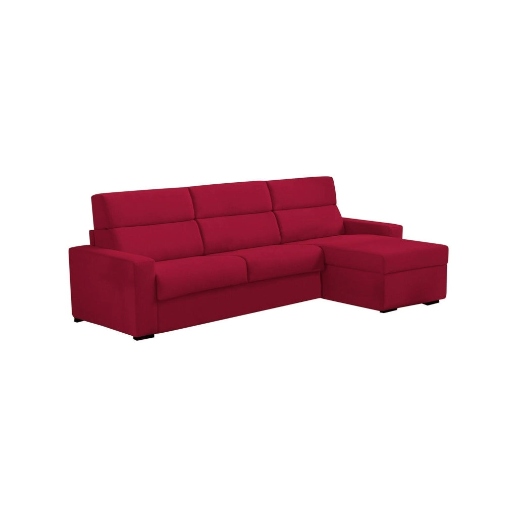 Pusiano, Divano Letto con Penisola Sfoderabile Made in Italy, 280x160 cm Rosso