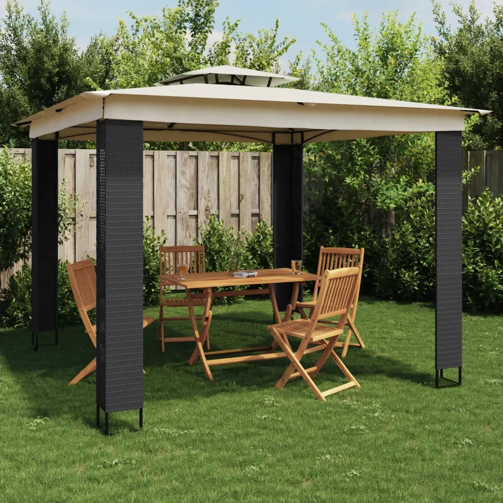 Gazebo | Pergolato con Tetto Doppio Crema 2,94x2,94 m in Acciaio