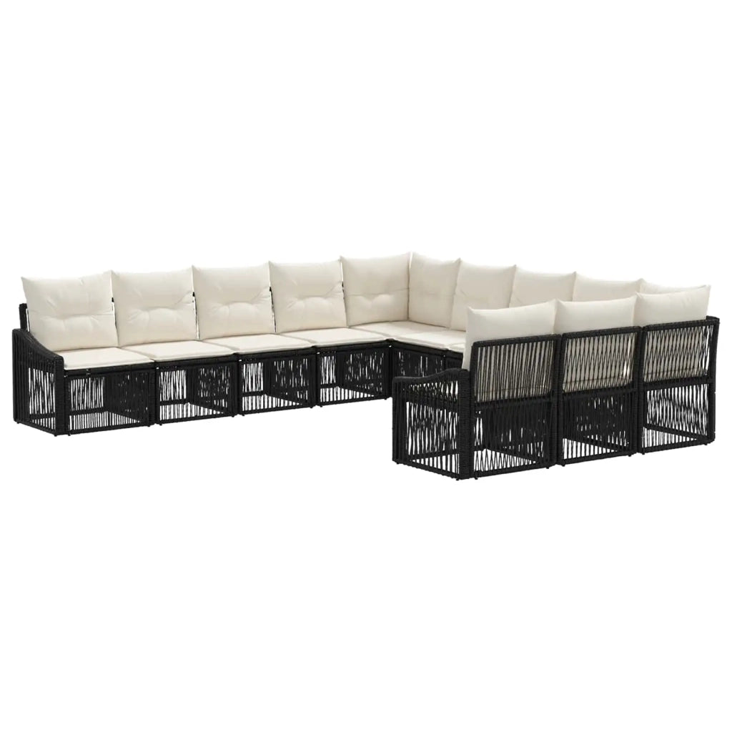 Set Divano da Giardino 11 pz Nero polyrattan 3436144