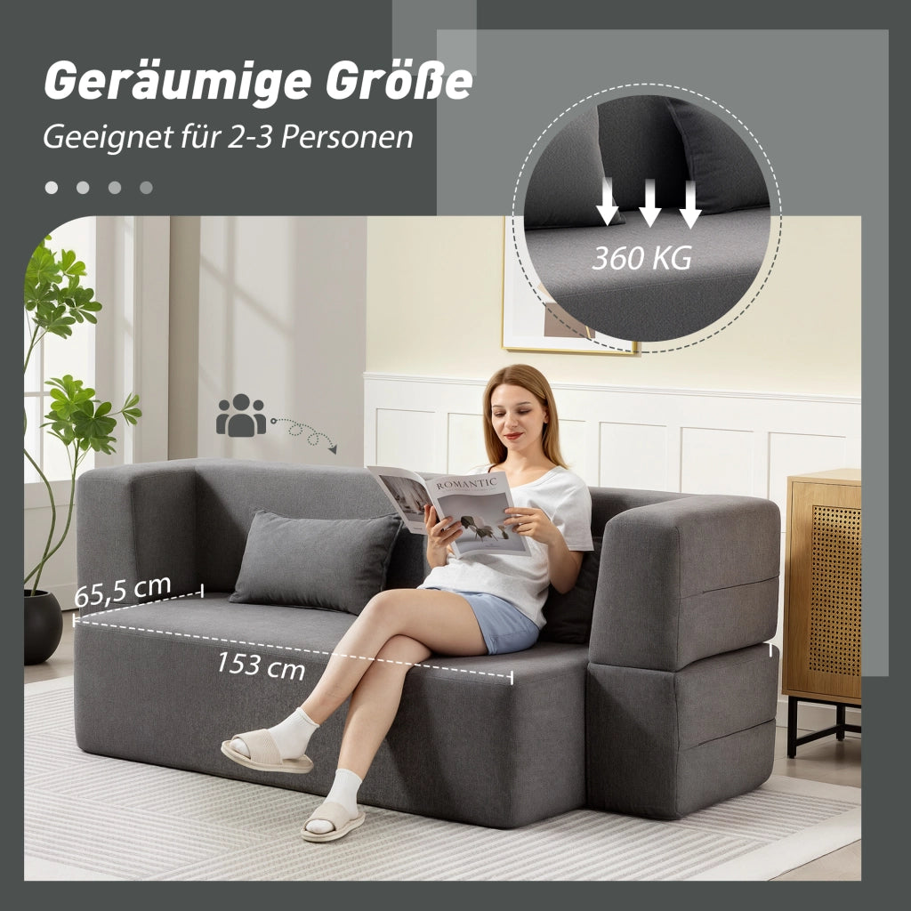 Divano letto 2 posti con cuscini ¨C Minimal ¨C grigio
