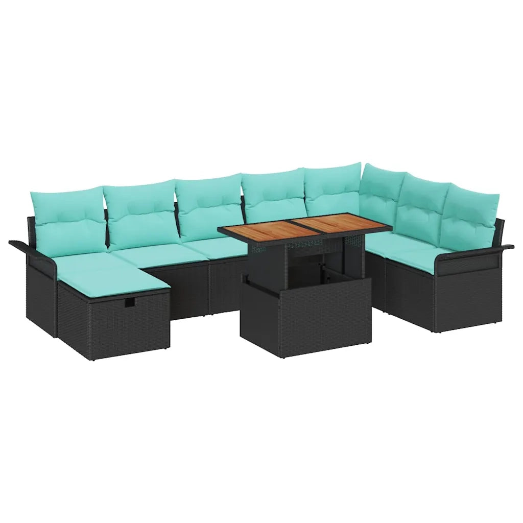 Set Divano da Giardino 9 pcs Nero polyrattan 3361263