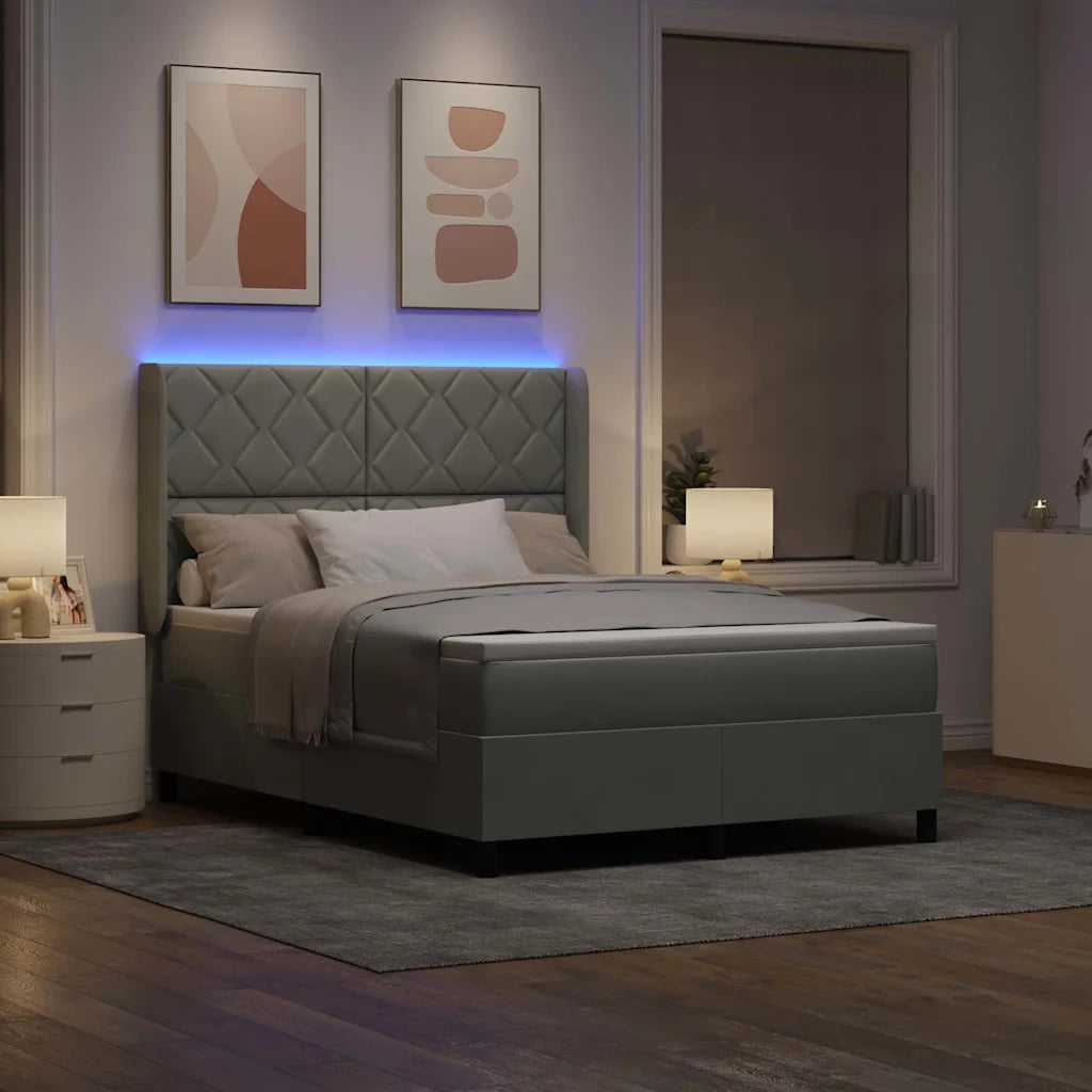 Letto a molle con testiera Grigio chiaro 140 x 190 cm Velluto