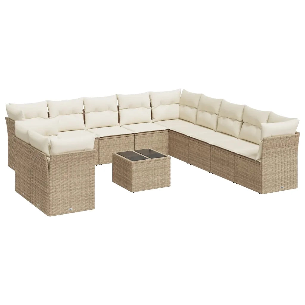 Set Divani da Giardino 12 pz con Cuscini Beige in Polyrattan 3249727