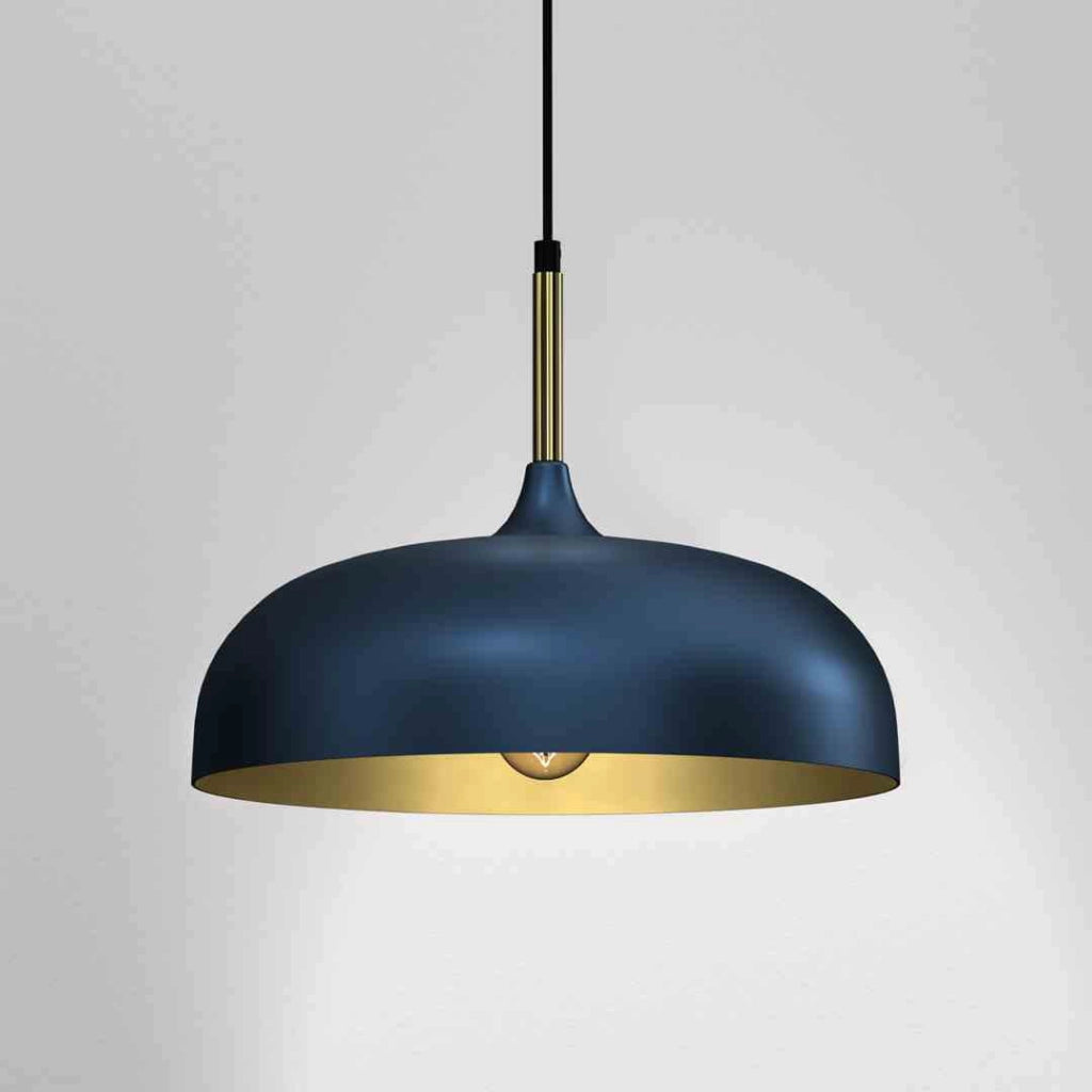 Lampada a sospensione Milagro Lincoln blu oro Ø35 E27