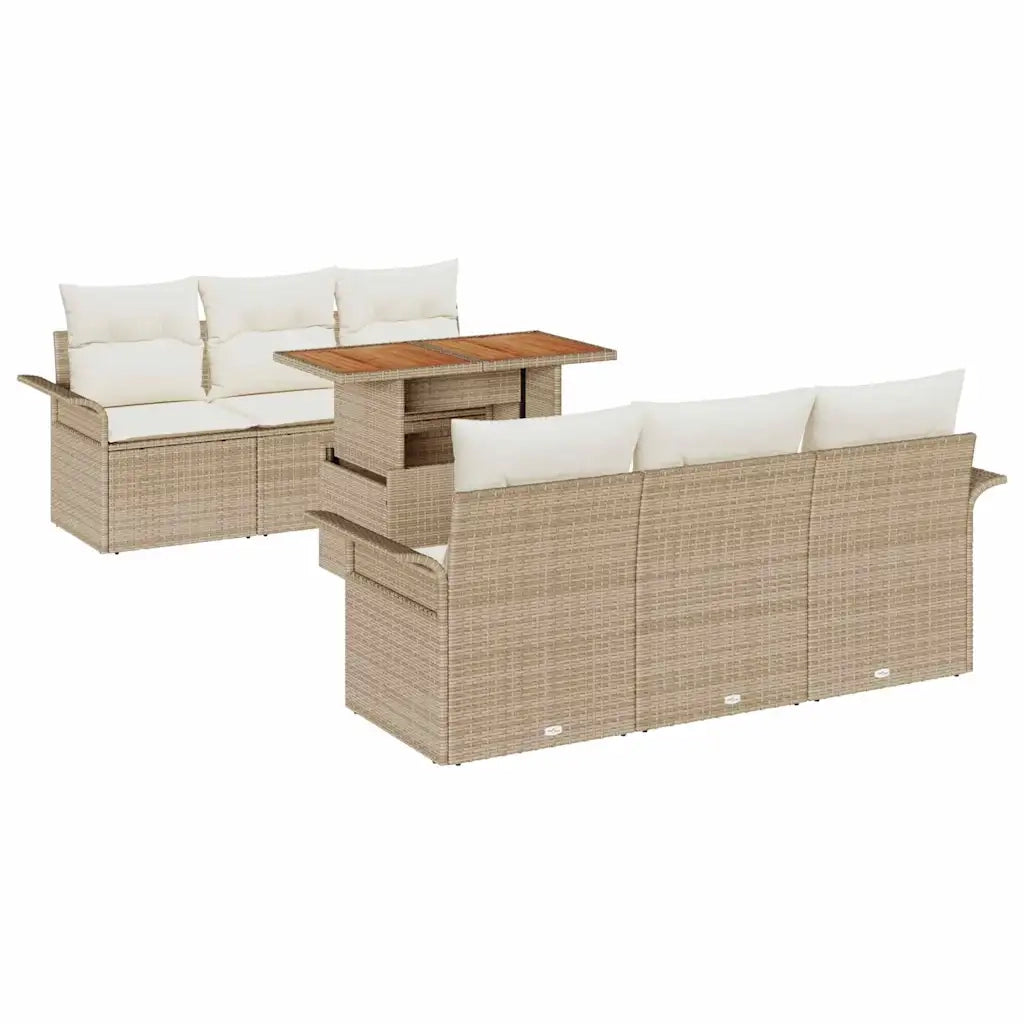 Set Divano da Giardino 7 pcs Beige Poly Rattan 3358017