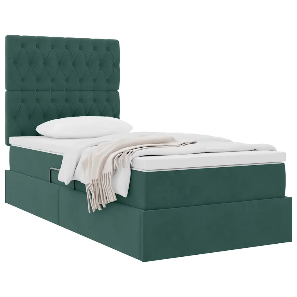 Letto con contenitore e materasso Verde Scuro 100 x 200 cm