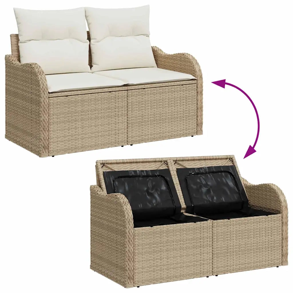 Set Divano da Giardino 9 pcs Beige Poly Rattan 3358171