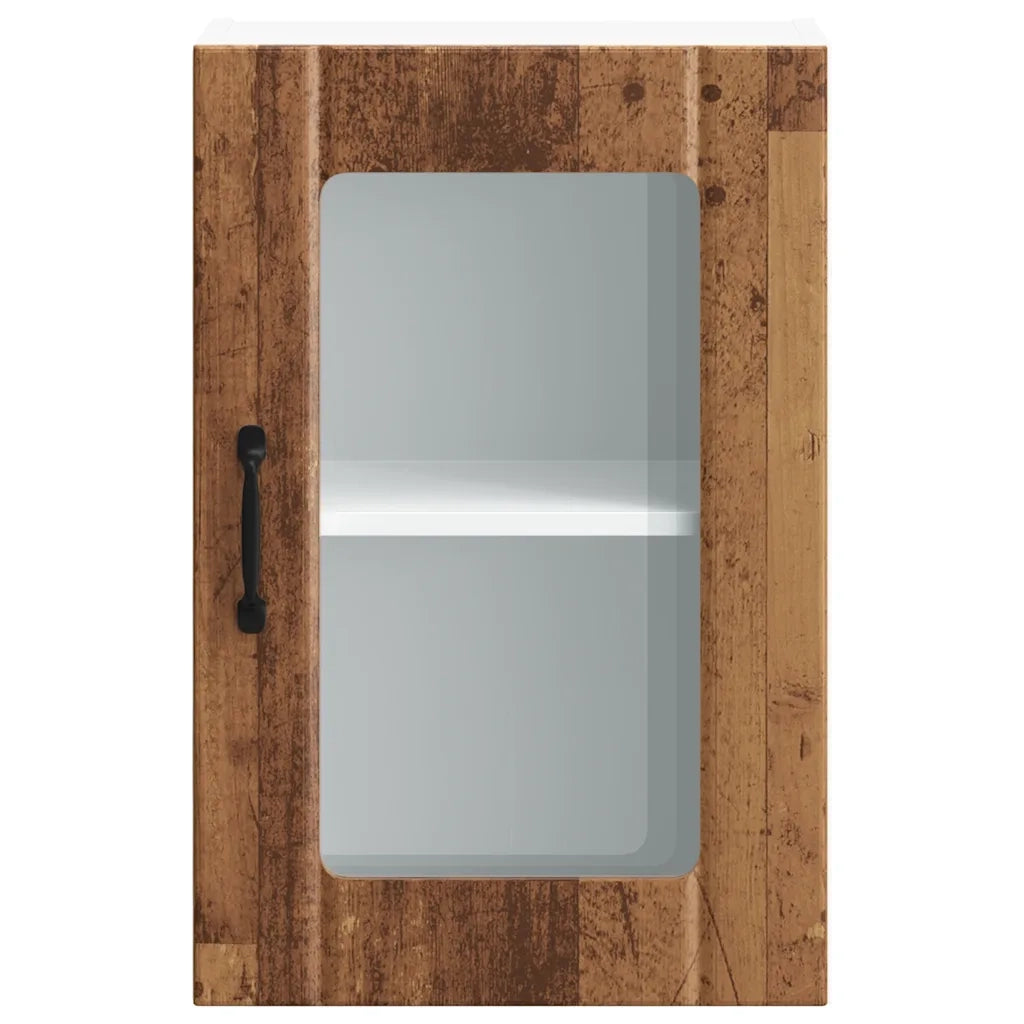 Pensile da Cucina con Porta in Vetro Lucca Legno Antico 853775