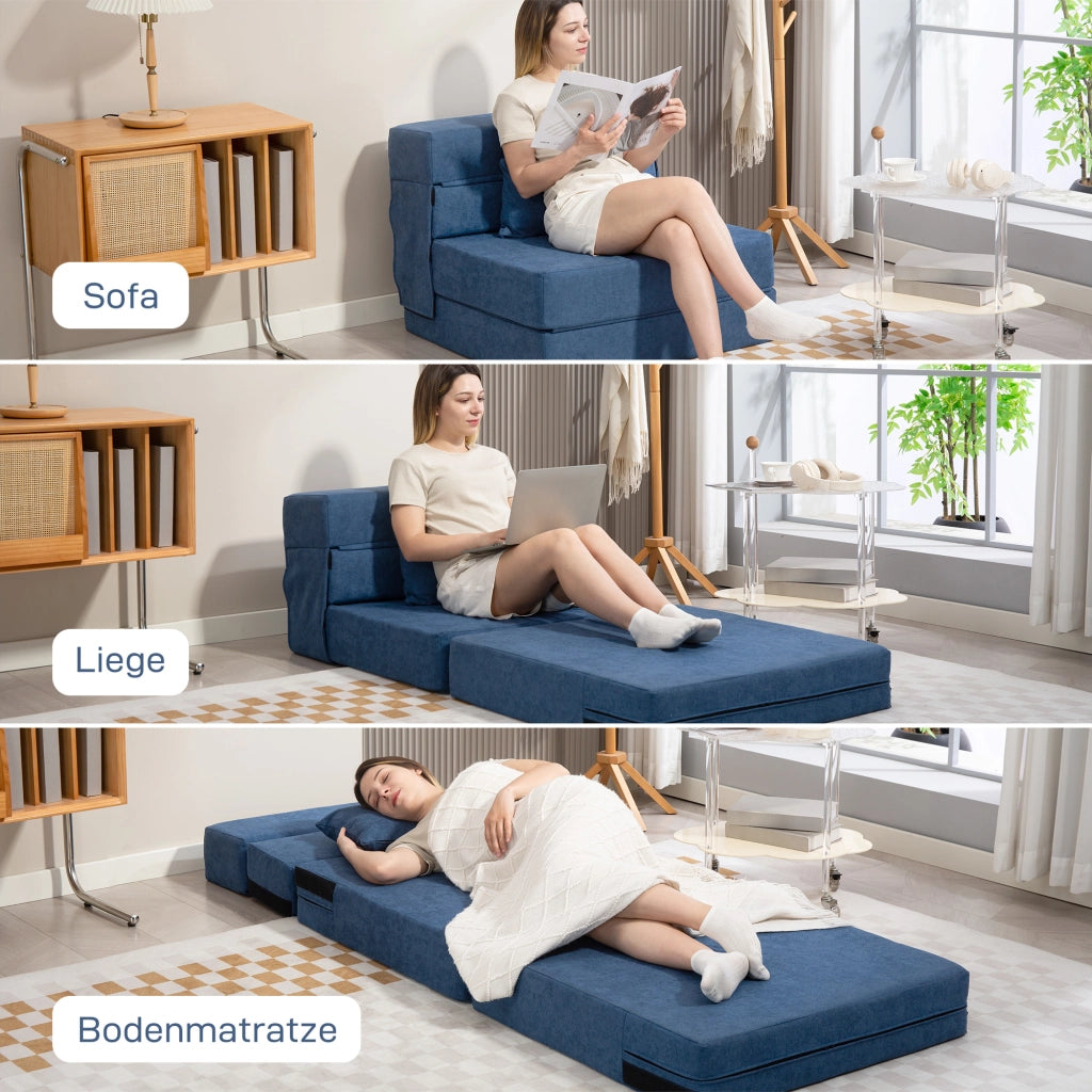 Divano letto imbottito ¨C Minimal ¨C blu scuro