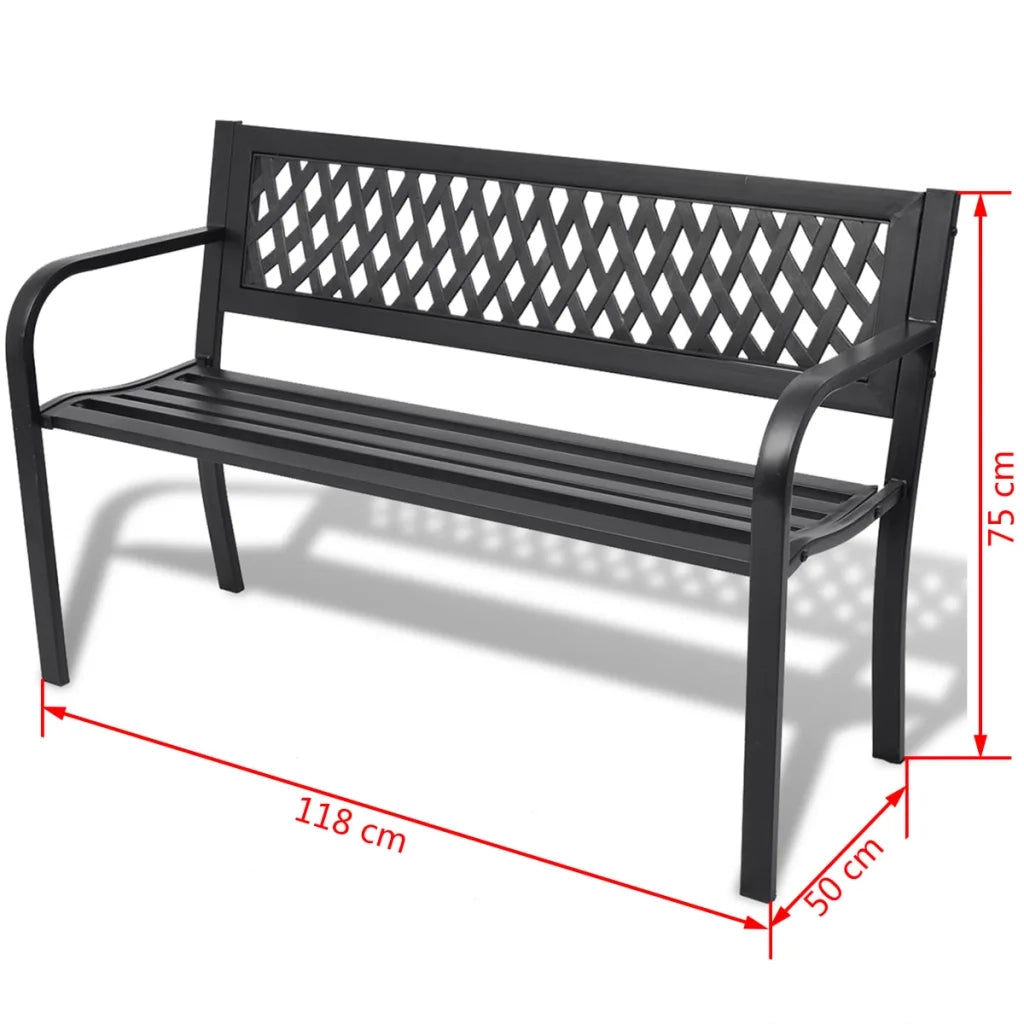 Panchina da Giardino 118 cm in Acciaio Nera 42169
