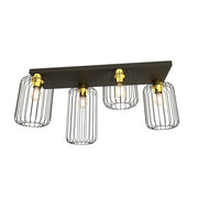 Plafonriera Minimal Industrial Vulcano 4 Luci Lineari Nera E Oro
