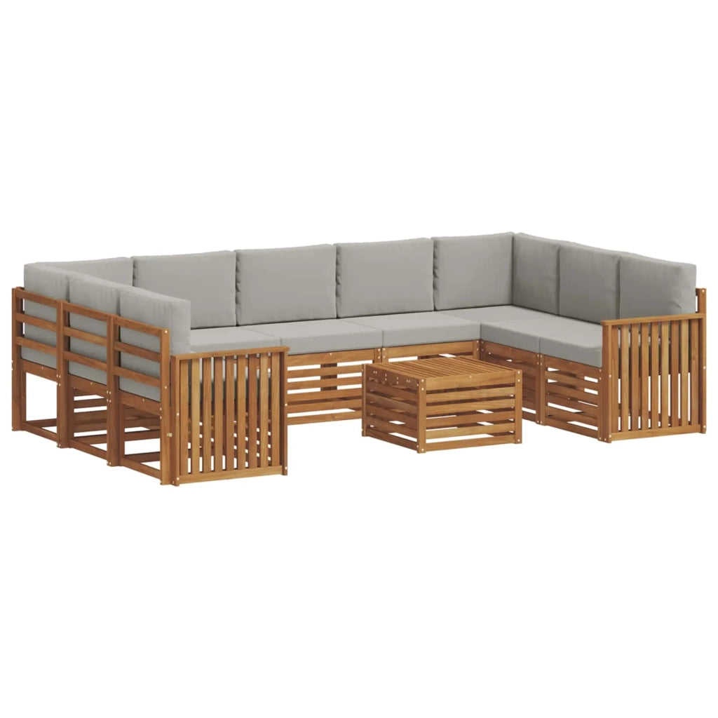 Set divani con cuscino 10 pcs Grigio Naturale e Chiaro 3375516