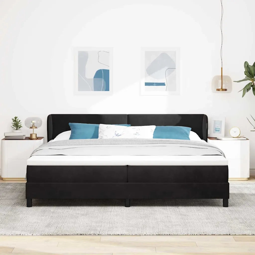 Letto a molle con materasso Nero 200 x 200 cm Velluto 3340408
