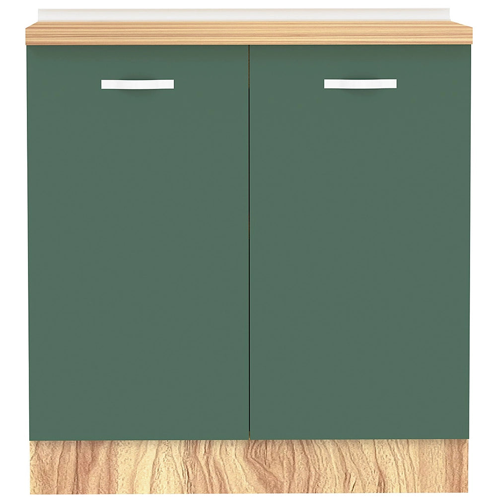 Mobile Base per Cucina Componibile in Legno Colore Verde con 2 Ante 2 Scomparti