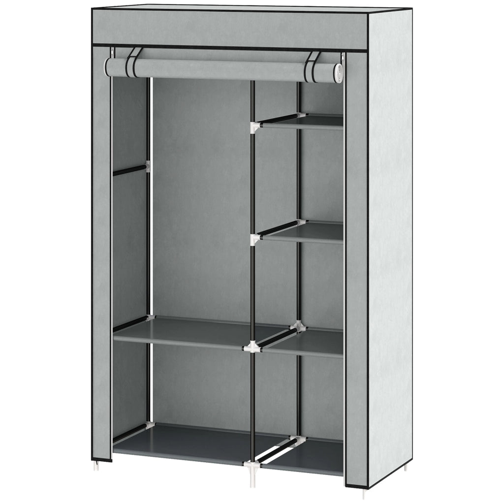 Armadio Portatile Pieghevole con Ripiani e Appendiabiti ¨C Minimal ¨C 103x43x162,5 Grigio
