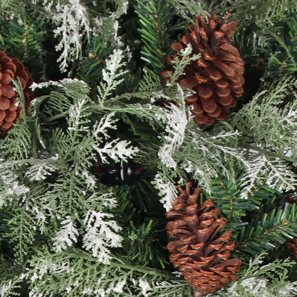 Albero di Natale con Luci e Pigne Verde e Bianco 225cm PVC e PE 3094566