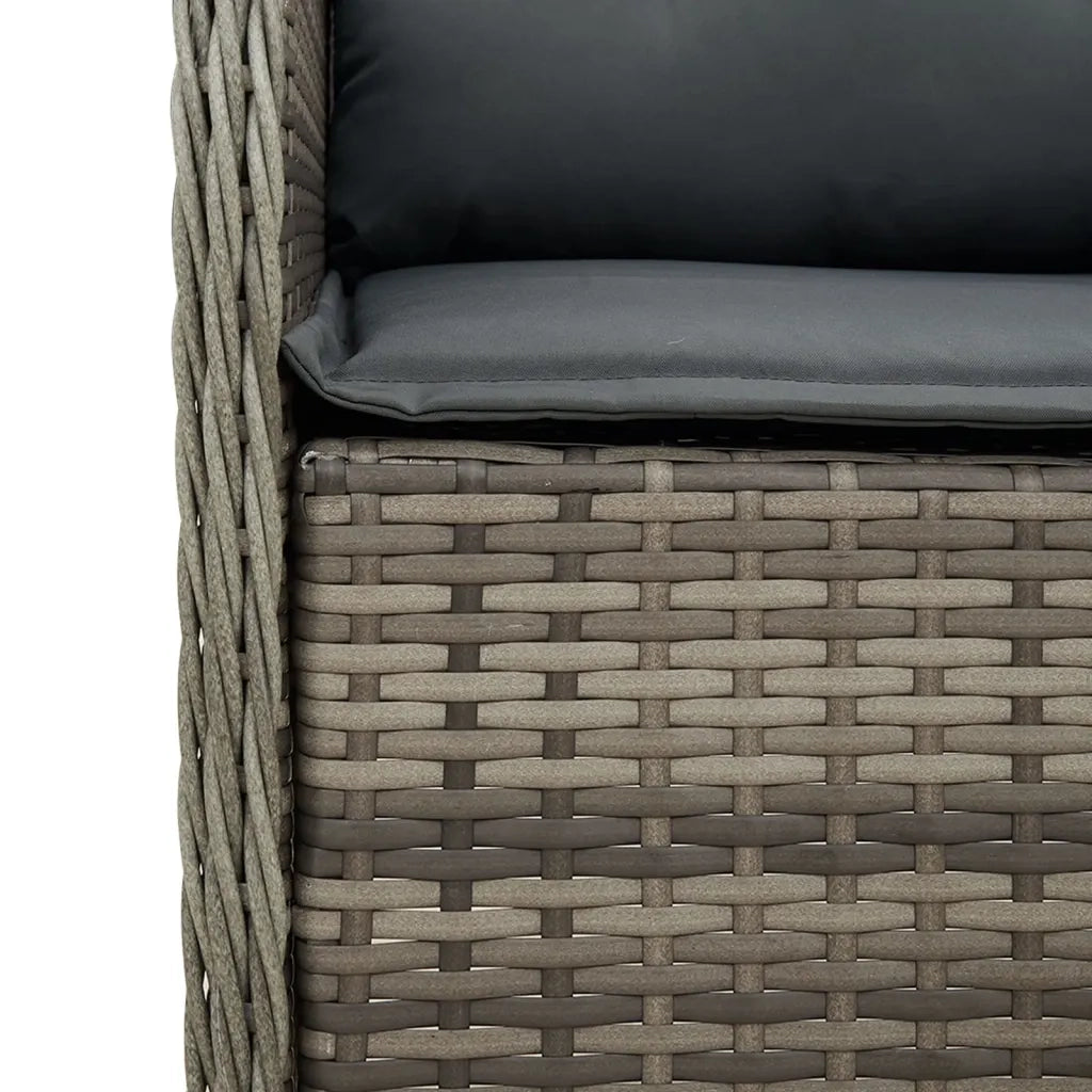 Set da Pranzo da Giardino 9 pz con Cuscini in Polyrattan Grigio