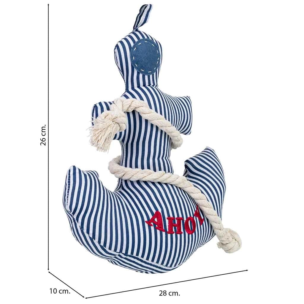 Fermaporta in cotone con ancora blu, 28x10x26h cm