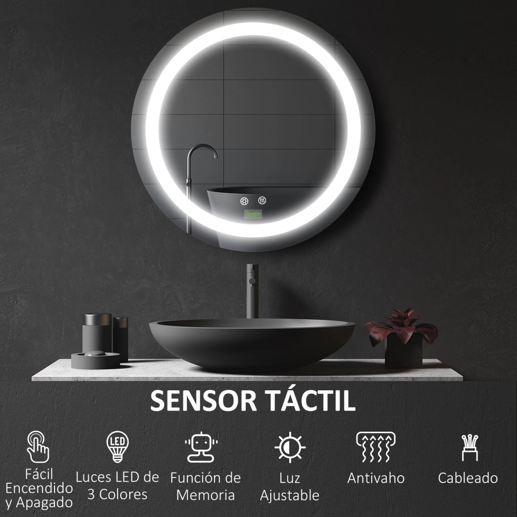Specchio da bagno con luce LED ¨C Minimal ¨C ?50x4,6 cm argento