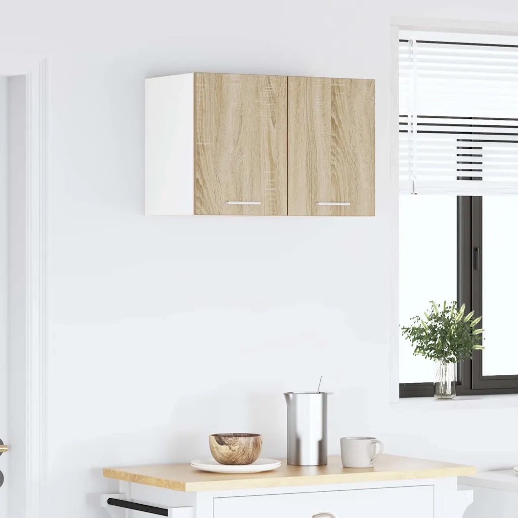 Armadio pensile con porta Riga 2 pcs Quercia Sonoma e Bianca 884119