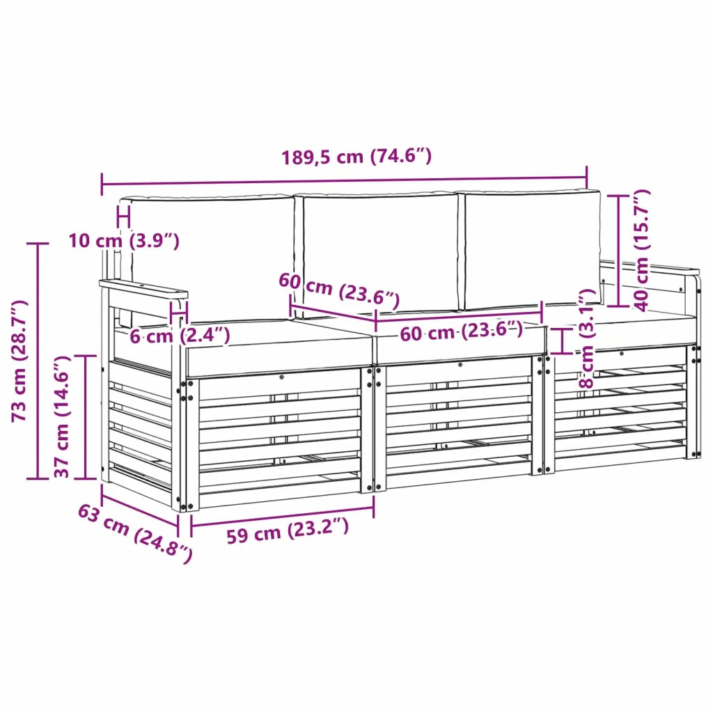 Set divani Legno di Acacia Massello 3391300