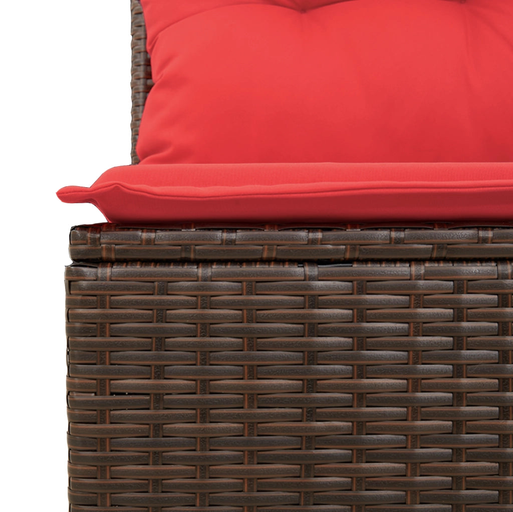 Divano da giardino angolare con cuscini marrone in polyrattan 366239