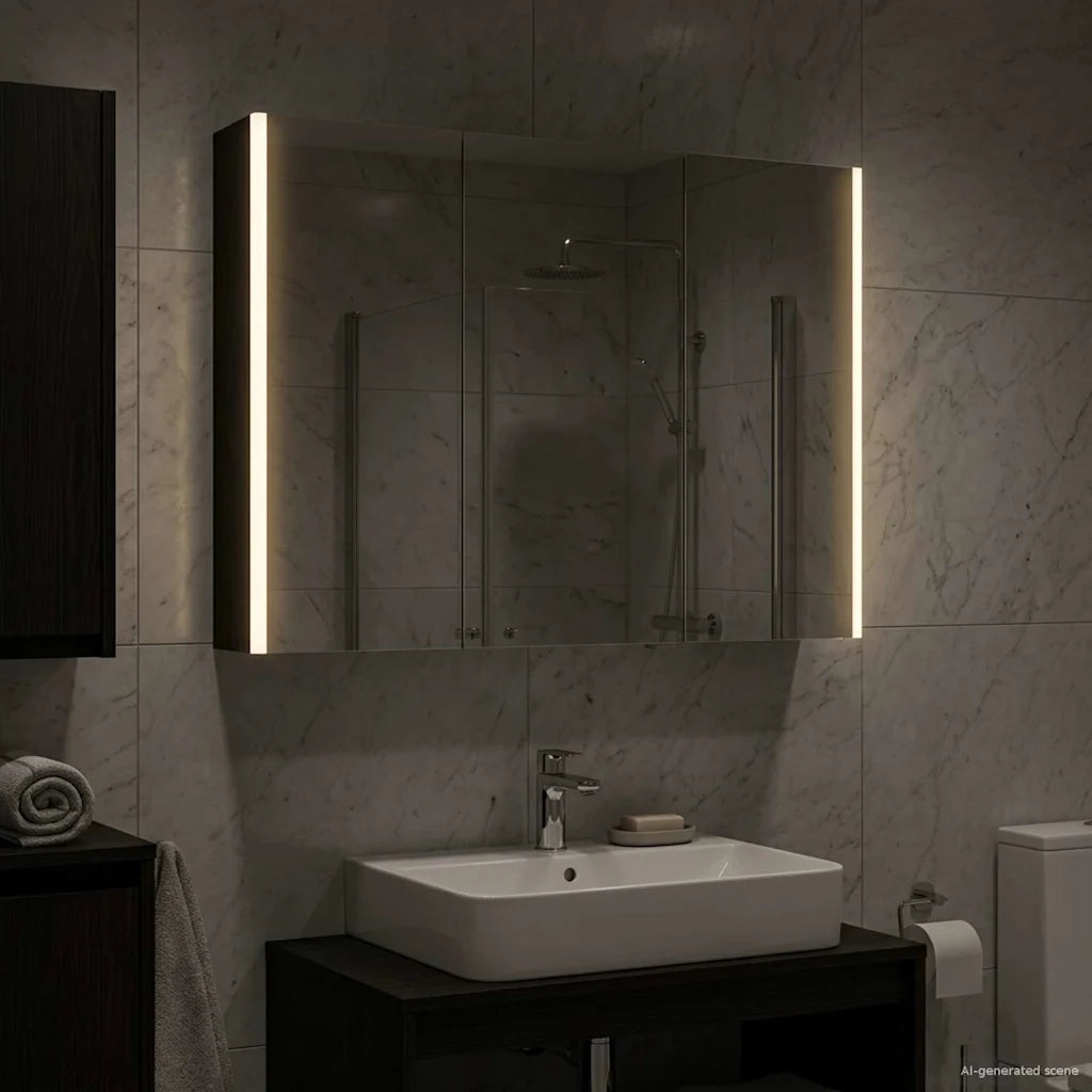Mobiletto per specchio da bagno Rovere Nero 889272