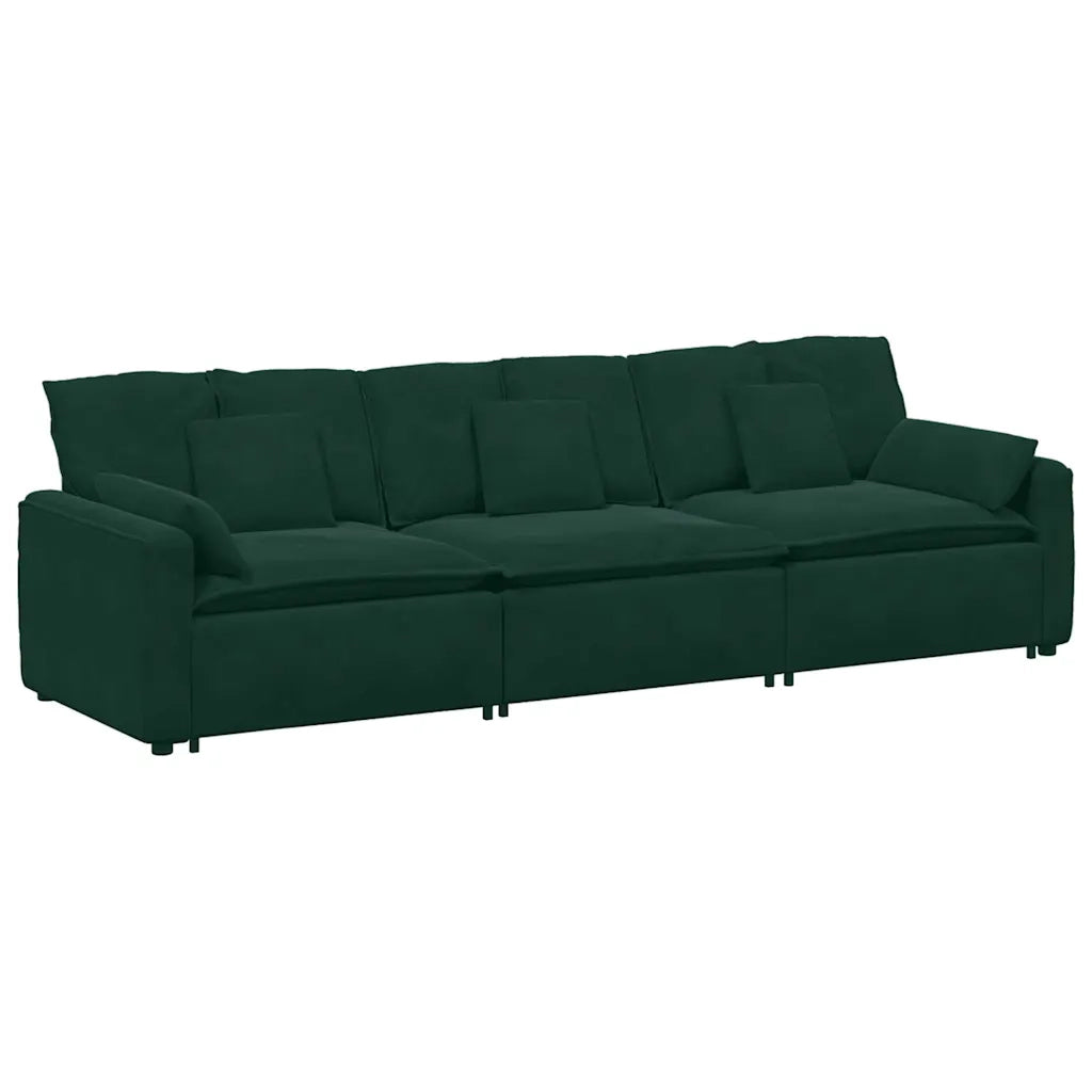 Divano Modulare con Cuscini Verde Scuro 3321101