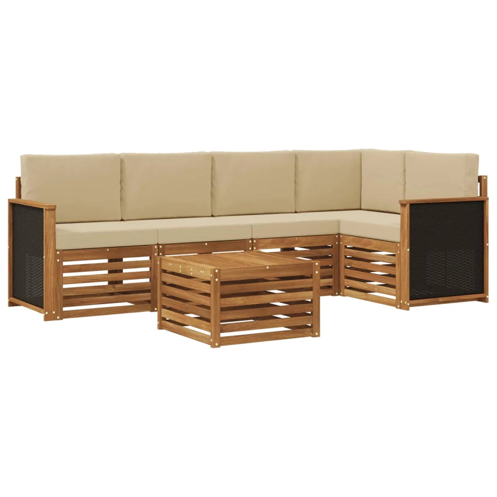 Set divano sezionale con cuscino 5 pcs Naturale 3384374