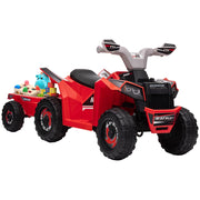 Quad elettrico per bambini con rimorchio ¨C zephmum ¨C 106x41,5x48,5 cm rosso