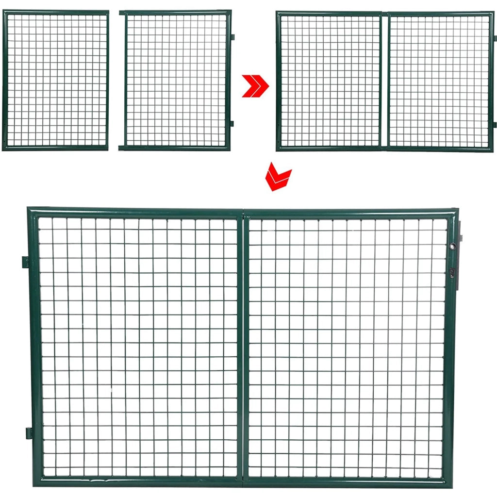 Cancello da giardino con serratura in rete metallica 150 x 320 cm verde 12_0001945