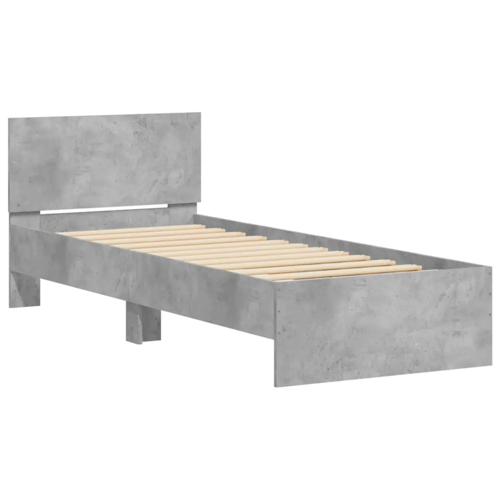 Giroletto con Testiera e LED Grigio Cemento 90x190 cm 838837