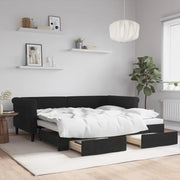 Divano Letto Estraibile con Cassetti Nero 90x190 cm in Velluto 3197834