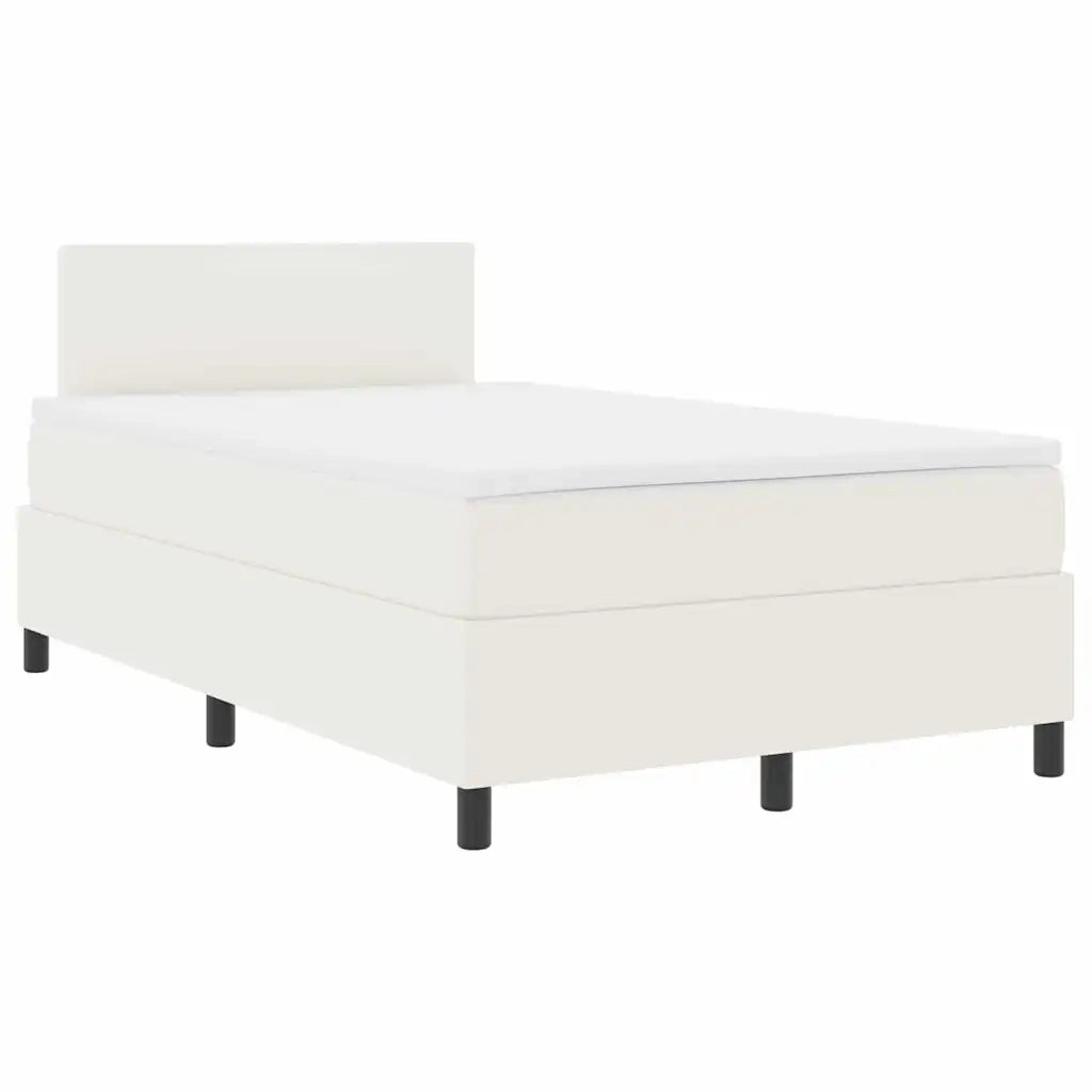 Letto a molle Crema e Bianco 120 x 190 cm Tessuto in Cords 3337505